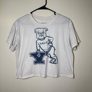 Yale Bulldog White Graphic Crop Top